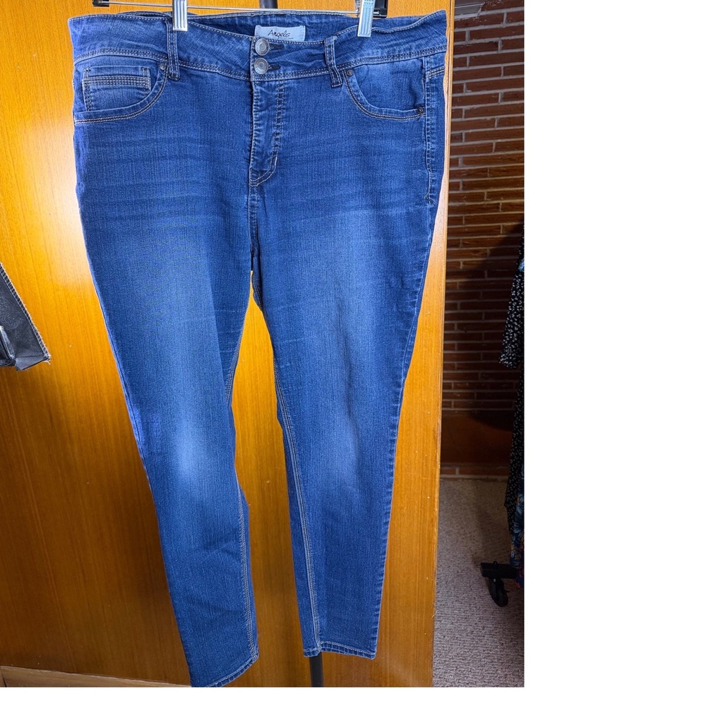 Angels Forever Young Curvy Skinny Jeans Blue Medium Wash Embroidered Pockets 16W